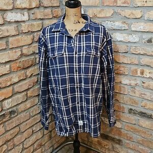 The North Face Men's Blue & Cream plaid long sleeve shirt size XL